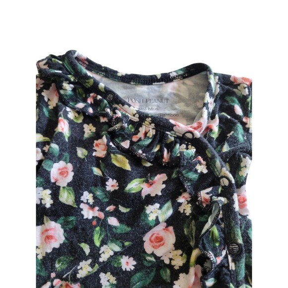 Posh Peanut Black Floral Ruffle Two Piece 0-3 Months Infant Baby Outfit - Picture 2 of 5